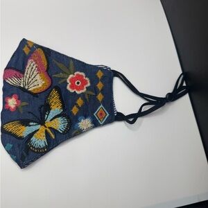 Johnny Was Colorful Butterfly Pattern Face Mask Brand New